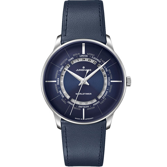 Junghans Meister Worldtimer mit Zifferblatt blau