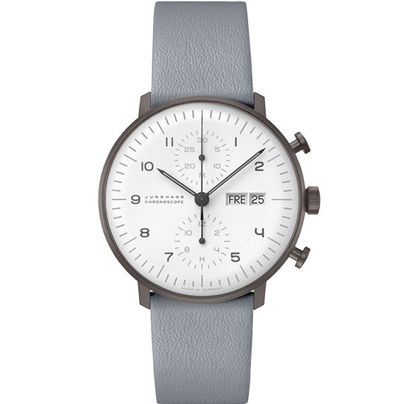 Junghans max bill Chronoscope mit Zifferblatt weiß