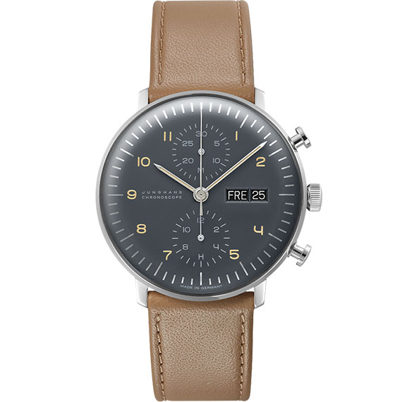 Junghans max bill Chronoscope mit Zifferblatt grau