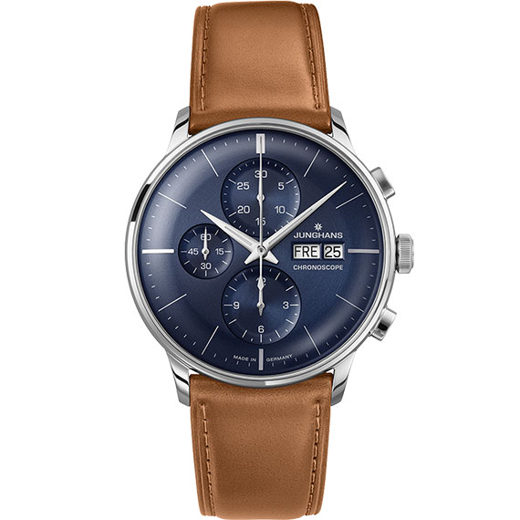 Junghans Meister Chronoscope mit Zifferblatt blau und Lederband