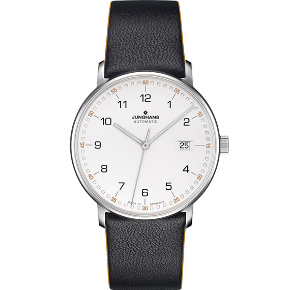 Junghans FORM A mit Zifferblatt silber und Lederband