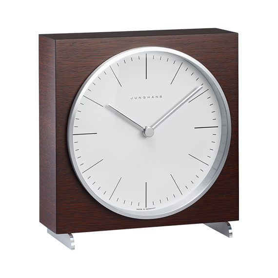 Junghans max bill Tischuhr Quarz mit Gehäuse Holz Nussbaum dunkel