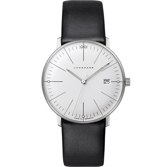 Junghans max bill Damen mit Lederarmband und Zifferblatt silber