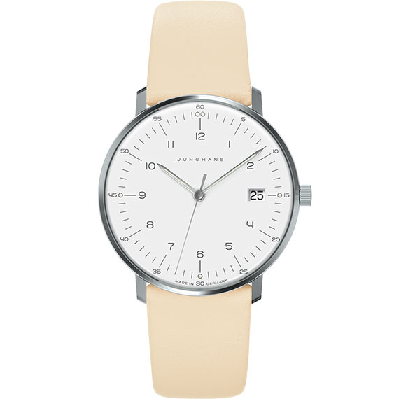 Junghans max bill Damen mit Gehäuse aus Edelstahl und Lederarmband