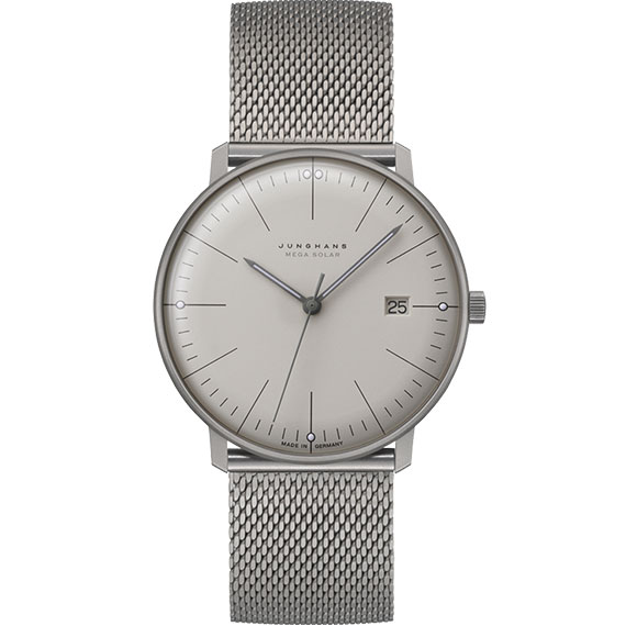 Junghans max bill MEGA Solar mit Zifferblatt grau und Titanband