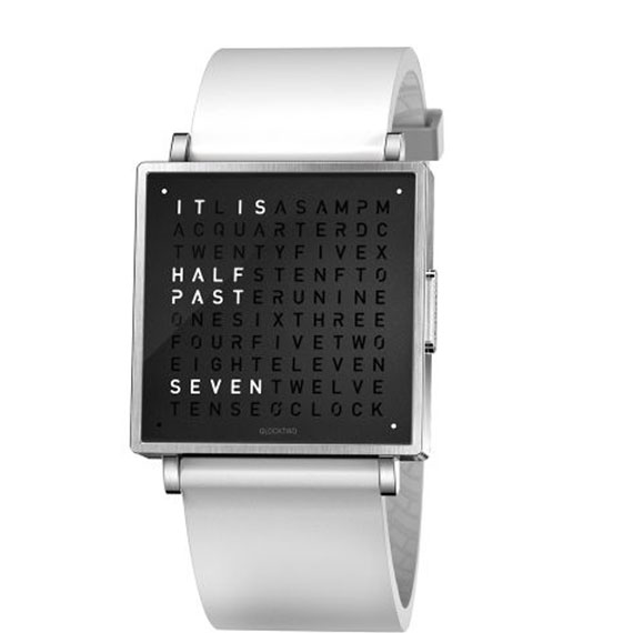 Qlocktwo W35 Pure Black Kautschuk weiß