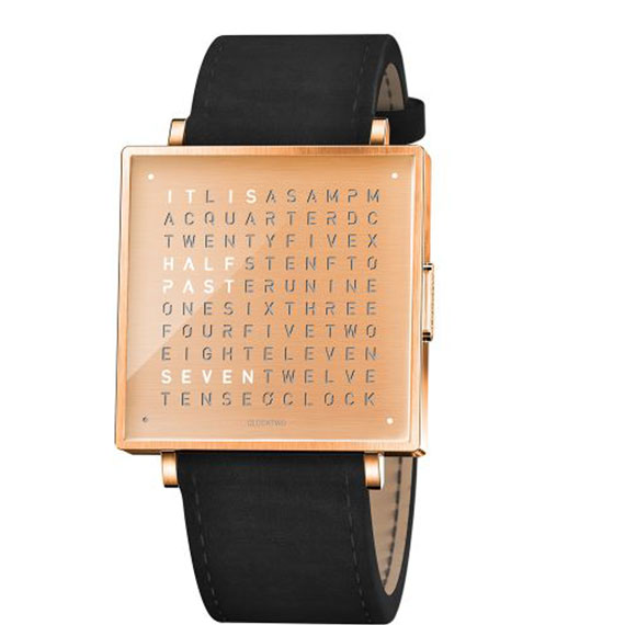 Qlocktwo W39 Copper Veloursleder schwarz