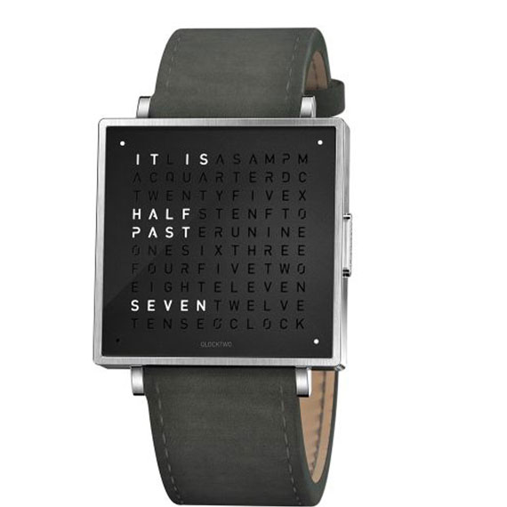 Qlocktwo W39 Pure Black Veloursleder anthrazit