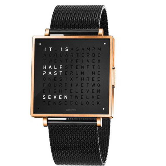 Qlocktwo W39 Rose Black Milanaise schwarz