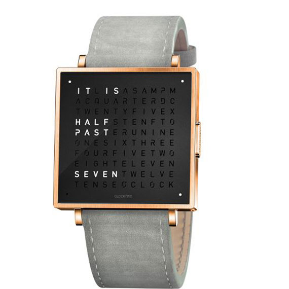Qlocktwo W39 Rose Black Veloursleder hellgrau
